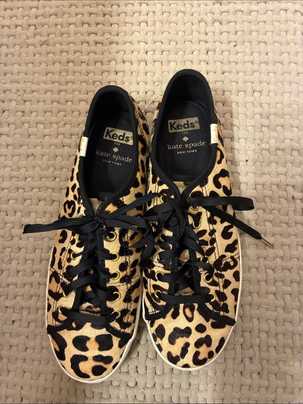 Keds x Kate Spade Leopard‎ Print Sneakers - Black & Tan